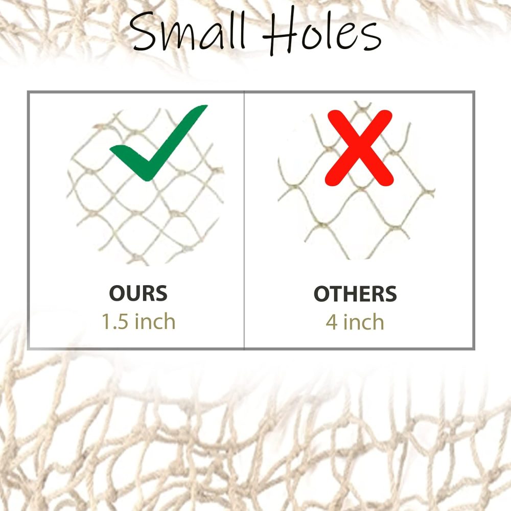 4E's Novelty Fish Net Decorative - Pack of 3 - Natural Cotton Fishnet Decor - Each 14 x 4 feet - for Mermaid Party Decorations, Luau Tropical Nautical Beach Table Cover - Image 4